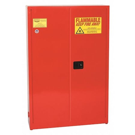 Eagle Mfg Hazardous Material Storage Cabinet, 30 gal, 5 Shelves, Steel, 43 in W x 65 in H x 12 in D, Red PI7710X