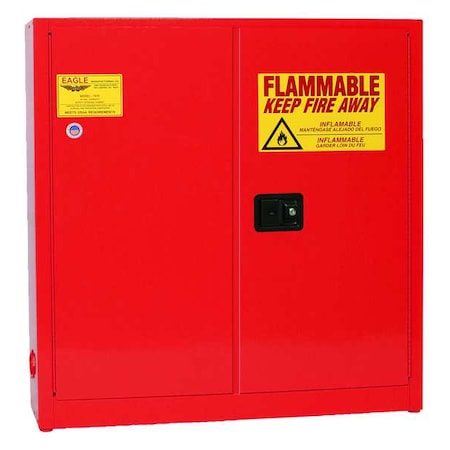 Eagle Mfg Hazardous Material Storage Cabinet, 24 gal, 3 Shelves, Steel, 43 in W x 44 in H x 12 in D, Red 1976XRED