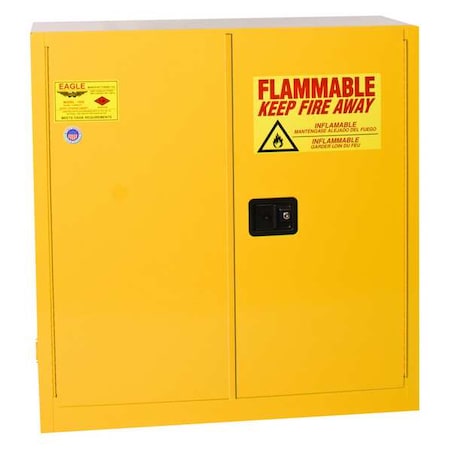 Eagle Mfg Hazardous Material Storage Cabinet, 30 gal, 1 Shelves, Steel, 43 in W x 44 in H x 18 in D, Yellow 3010X