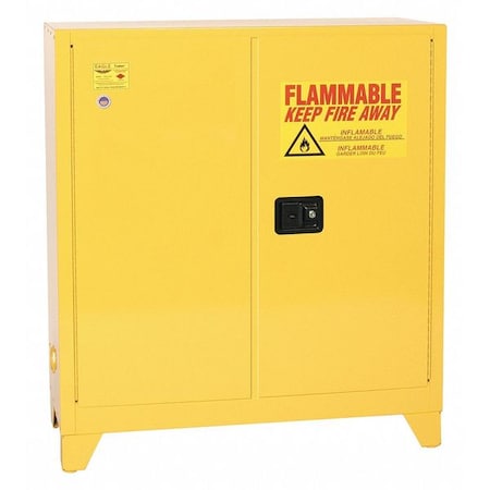 Eagle Mfg Hazardous Material Storage Cabinet, 30 gal, 1 Shelves, Steel, 43 in W x 48 in H x 18 in D, Yellow 3010XLEGS