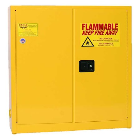Eagle Mfg Hazardous Material Storage Cabinet, 24 gal, 3 Shelves, Steel, 43 in W x 44 in H x 12 in D, Yellow 1976X