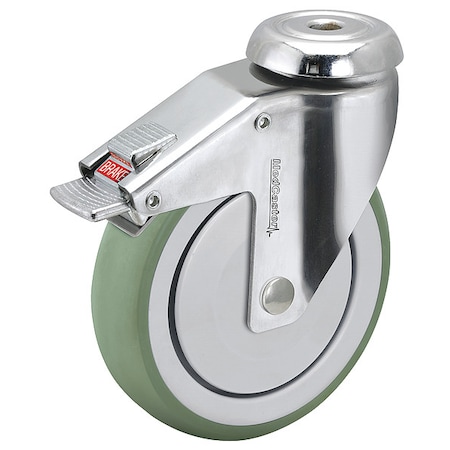 MEDCASTER 3" X 1-1/4" Non-Marking Anti-Microbial Tpr Swivel Caster, Total Lock Brake, Loads Up To 190 lb CH03AMP125TLHK01