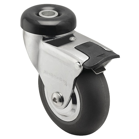 Medcaster 2" X 1" Non-Marking Neoprene Swivel Caster, Total Lock Brake, Loads Up To 125 lb CN02NRP100TLHK04