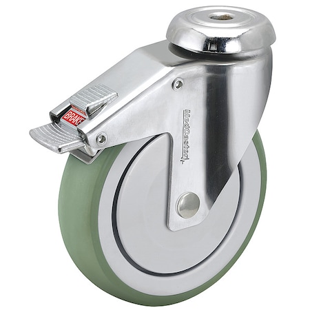 Medcaster 5" X 1-1/4" Non-Marking Swivel Caster, Total Lock Brake, Loads Up To 220 lb SS05AMX125TLHK01