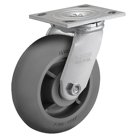 Albion 6" X 2" Non-Marking Rubber Soft Round Swivel Caster, No Brake, Loads Up To 450 lb 16XR06201S