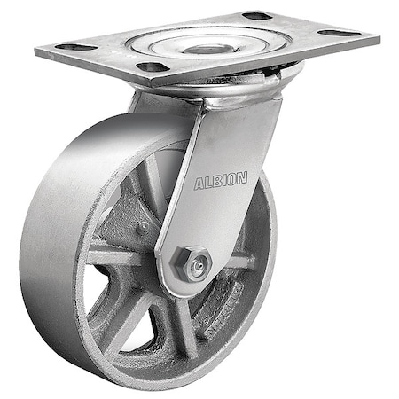 Albion 5" X 2" Cast Iron Swivel Caster, No Brake, Loads Up To 1300 lb 62CA05201S