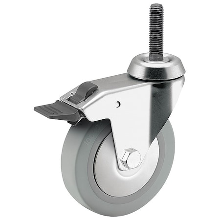 Medcaster 2" X 3/4" Non-Marking Rubber Thermoplastic Swivel Caster, Total Lock Brake, Loads Up To 110 lb RZ02TPN070TLTS06