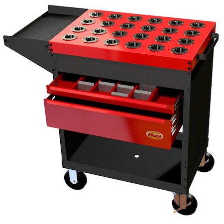 Huot ToolScoot Tool Cart, 2 Drawer, Black/Red, Steel, 18 in D x 35-1/4 in H 13640