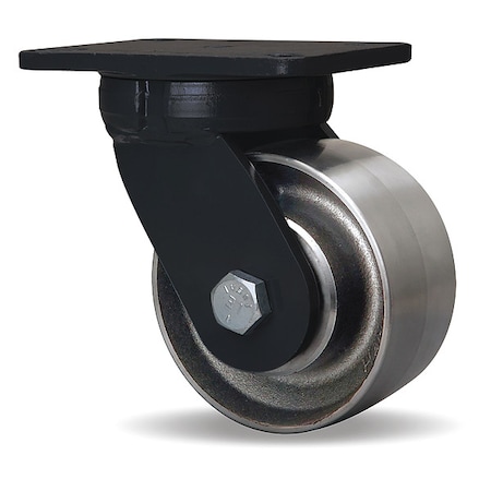 Hamilton Plate Caster, Swivel, Steel, 8"H S-SECK-63HFSB-H4SL-FB