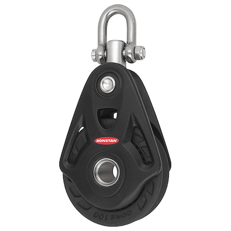 Zoro Select Pulley Block, Fibrous Rope, 3/4 in Max Cable Size, 7,150 lb Max Load, Anodized RF104100