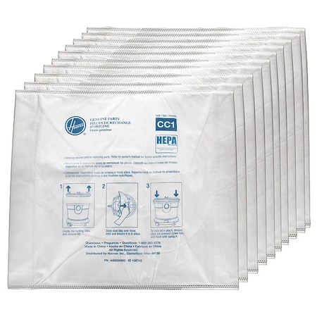 Hoover Commercial Vacuum Bag, 10 PK AH10363