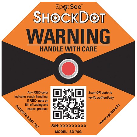 Shockwatch G-ForceIndicatingLabel, Org, PK50 SD-75G