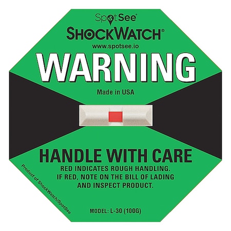 Shockwatch G-ForceIndicatingLabel, Grn, PK50 20100