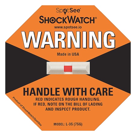 Shockwatch G-ForceIndicatingLabel, Org, PK50 20300