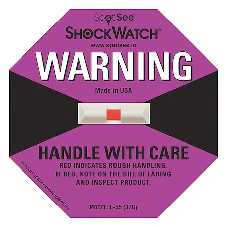Shockwatch G-ForceIndicatingLabel, Prp, PK50 20686