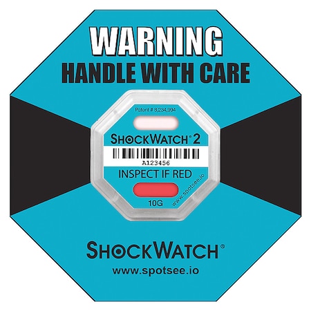 Shockwatch G-Force Indicating Label, Teal, PK50 46000K