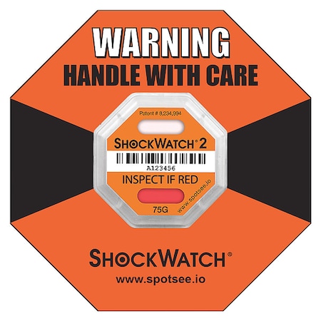 Shockwatch G-ForceIndicatingLabel, Org, PK50 51000K