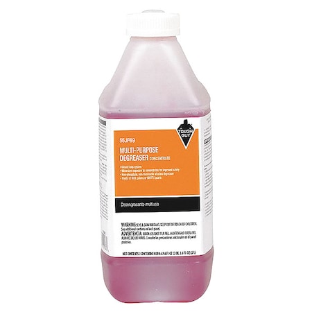 Tough Guy Multi-Purpose Cleaner/Degreaser, 0.5 Gal Bottle, Liquid, Red, Orange 55JF69