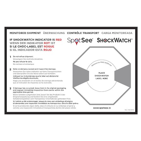 Shockwatch Shock Indicating Label, White, PK500 26107ML