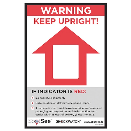 Tiltwatch Tilt Indicating Label, White, PK200 26102