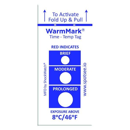 Warmmark Temperature Indicating Label, Blue, PK100 WM 8/46