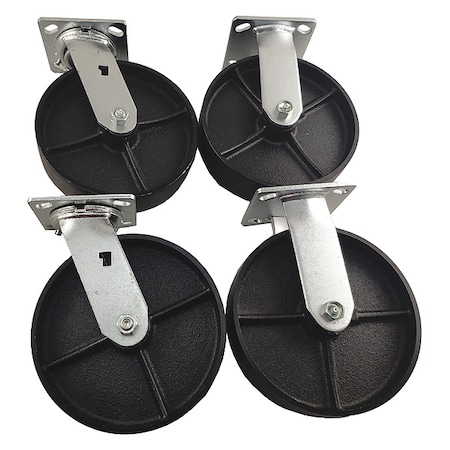Zoro Select Plate Casters, Rigid, Swivel, 9 1/2"H, PK4 55JK16