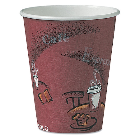 Dart Paper Hot Drink Cups in Bistro Design, 8 oz, Maroon, PK500 SCCOF8BI0041