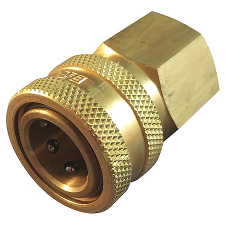 Hansen Hydraulic Quick Connect Hose Coupling, Brass Body, Push-to-Connect Lock, 1/2"-14 Thread Size 4S26