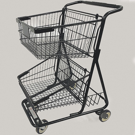 Zoro Select Wire Shopping Cart, Black, 300 lb. Cap. WMP-TT073-BK