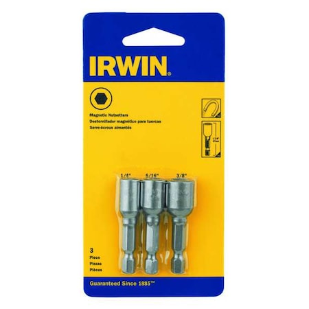 Irwin Nutsetter, L:2 9/16", Socket:1/4"-3/8" IWAF243-4