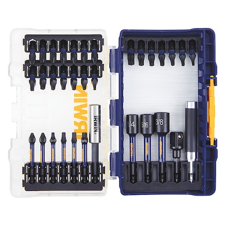 Irwin Driver Bit Set, 33 pcs, Steel, Shank-1/4" IWAF1333