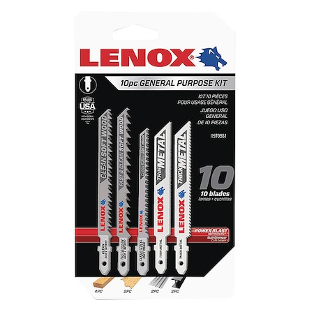 Lenox JigSaw Blade Set, 10pcs, TPI-10, 14, 20, 24, 6 1970981