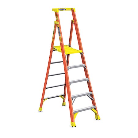 Werner 8 ft Fiberglass Platform Stepladder, 300 lb Capacity PD6205