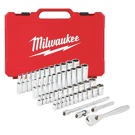 Milwaukee Tool 1/4" Drive 50pc Ratchet & Socket Set - SAE & Metric 48-22-9004
