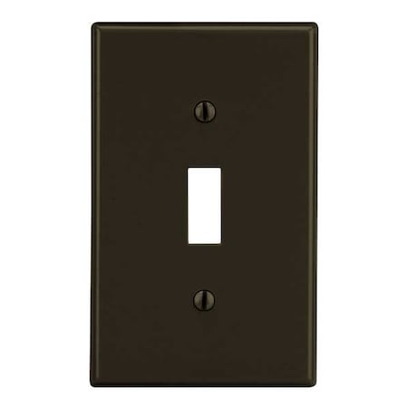 Hubbell Wiring Device-Kellems Toggle Switch Wall Plate, Number of Gangs: 1 Plastic, Satin Finish, Brown P1
