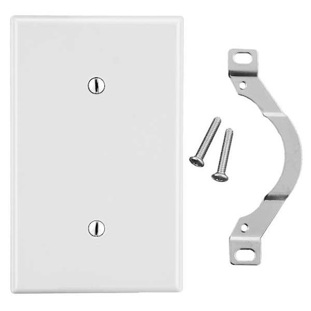 Hubbell Wiring Device-Kellems Blank Strap Mount Wall Plate, Number of Gangs: 1 Plastic, Satin Finish, White P14W