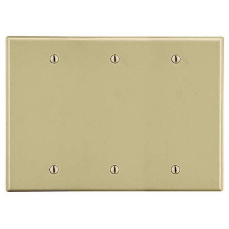 Hubbell Wiring Device-Kellems Blank Box Mount Wall Plate, Number of Gangs: 3 Plastic, Satin Finish, Ivory P33I