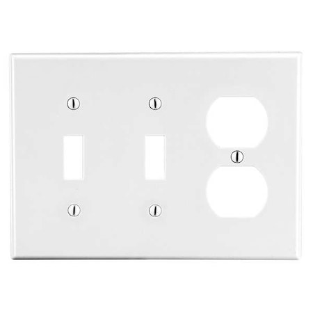 Hubbell Wiring Device-Kellems Duplex Receptacle Wall Plate, Number of Gangs: 3 Plastic, Satin Finish, White P28W
