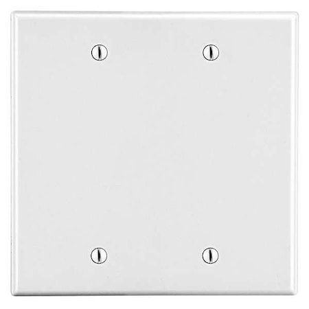 Hubbell Wiring Device-Kellems Blank Box Mount Wall Plate, Number of Gangs: 2 Plastic, Satin Finish, White P23W