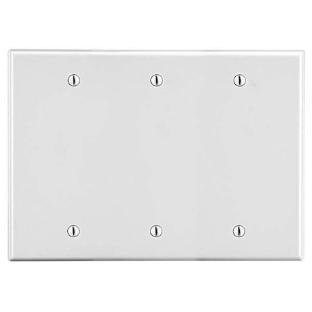 Hubbell Wiring Device-Kellems Blank Box Mount Wall Plate, Number of Gangs: 3 Plastic, Satin Finish, White P33W