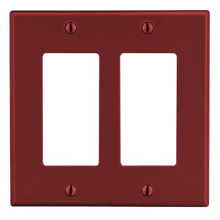 Hubbell Wiring Device-Kellems Rocker Wall Plate, Number of Gangs: 2 Plastic, Satin Finish, Red P262R