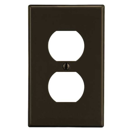 Hubbell Wiring Device-Kellems Duplex Receptacle Wall Plate, Number of Gangs: 1 Plastic, Satin Finish, Brown P8