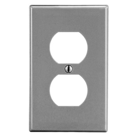 Hubbell Wiring Device-Kellems Duplex Receptacle Wall Plate, Number of Gangs: 1 Plastic, Satin Finish, Graphite P8GY