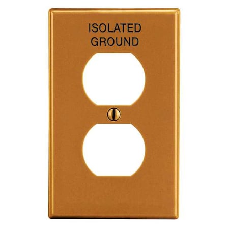 Hubbell Wiring Device-Kellems Duplex Receptacle Wall Plate, Number of Gangs: 1 Plastic, Smooth Finish, Orange P8OIG