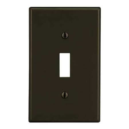 Hubbell Wiring Device-Kellems Toggle Switch Wall Plate, Number of Gangs: 1 Plastic, Satin Finish, Brown PJ1