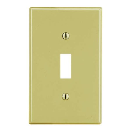 HUBBELL Toggle Switch Wall Plate, Number of Gangs: 1 Plastic, Smooth Finish, Ivory P1I
