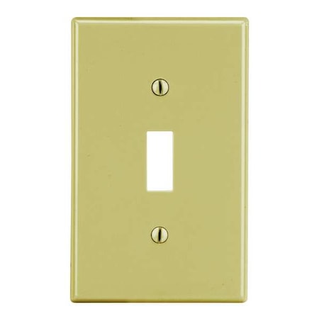 Hubbell Wiring Device-Kellems Toggle Switch Wall Plate, Number of Gangs: 1 Plastic, Satin Finish, Ivory P1I