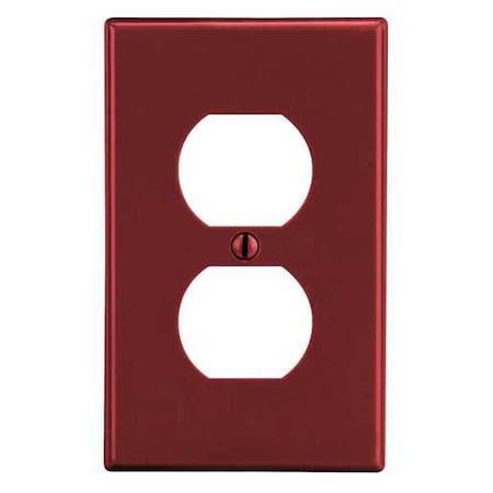 Hubbell Wiring Device-Kellems Duplex Receptacle Wall Plate, Number of Gangs: 1 Plastic, Satin Finish, Red PJ8R