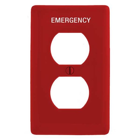 Hubbell Wiring Device-Kellems Duplex Receptacle Wall Plate, Number of Gangs: 1 Plastic, Smooth Finish, Red PJ8RMEV