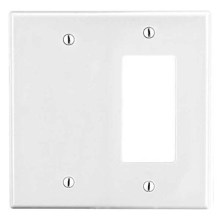 Hubbell Wiring Device-Kellems Rocker/Blank Wall Plate, Number of Gangs: 2 Plastic, Satin Finish, White P1326W